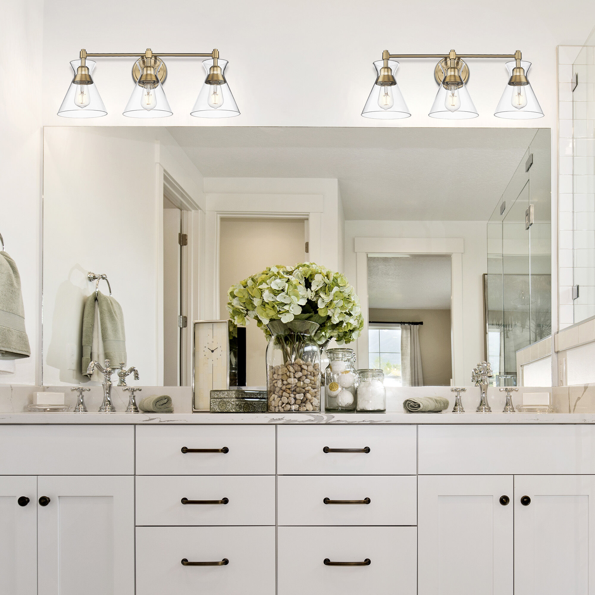 Golden Lighting 0511 BA3 BCB CLR Malta 3 Light 26 inch Brushed Champagne Bronze Vanity Lighting Wall Light